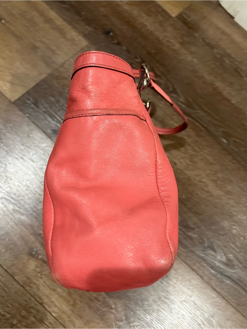 Coach east west gallery Coral pink Leather Tote with Logo Plaque - Picture 8 of 12
